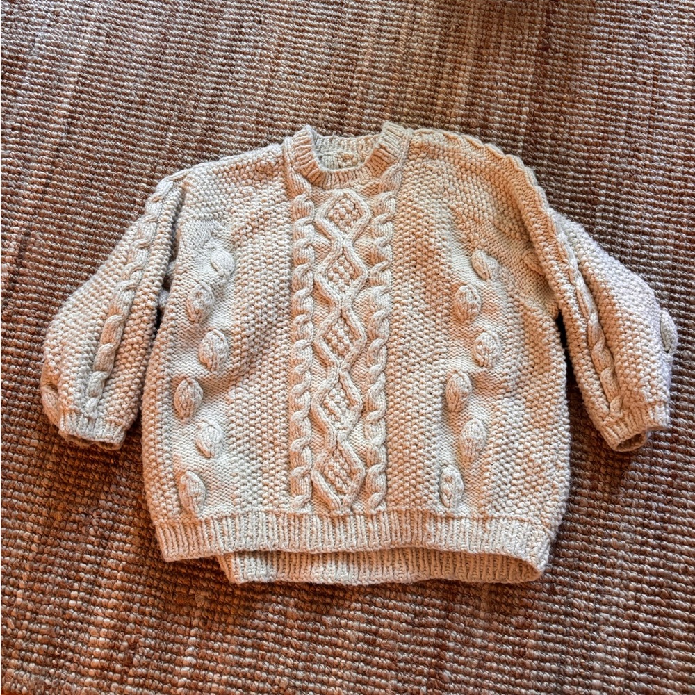 Handknit Cream Cable Knit Sweater